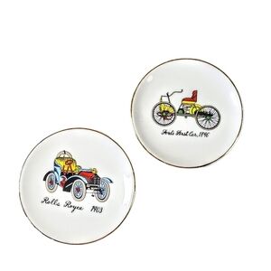 Vintage Decorative Mini Plates Old Cars A Price Import Set Of 2 4" Rolls Royce